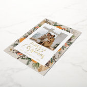 Kerstmis Boho Gedroogde Botanische Familie Foto Folie Feestdagenkaart (Gedraaid)