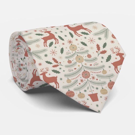 Kerstmis Boho Patroon Stropdas (Opgerold)