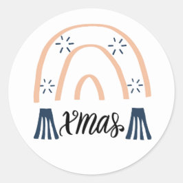 Kerstmis Boho Regenboog Ronde Sticker