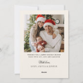 Kerstmis Boho Rode Strik Lint 2 Foto Feestdagenkaart (Achterkant)