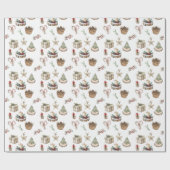 Kerstmis BOHO Rustieke Neutrale Patroon Cadeaupapier (Vlak)