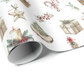 Kerstmis BOHO Rustieke Neutrale Patroon Cadeaupapier (Rol Hoek)