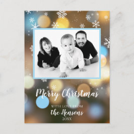 Kerstmis Bokeh Lichtjes Personaliseerbaar Familie  Feestdagenkaart