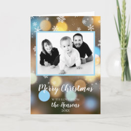 Kerstmis Bokeh Lichtjes Personaliseerbaar Familie  Kaart