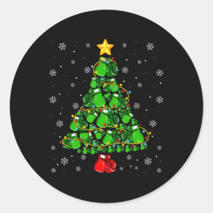 Kerstmis Boksen Sport Lover Xmas Boom Lights Paj Ronde Sticker