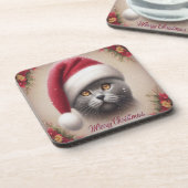 Kerstmis Bombay Kat, Vrolijk Kerstmis Bombay Kitte Bier Onderzetter (Linkerzijde)