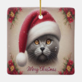 Kerstmis Bombay Kat, Vrolijk Kerstmis Bombay Kitte Keramisch Ornament (Achterkant)