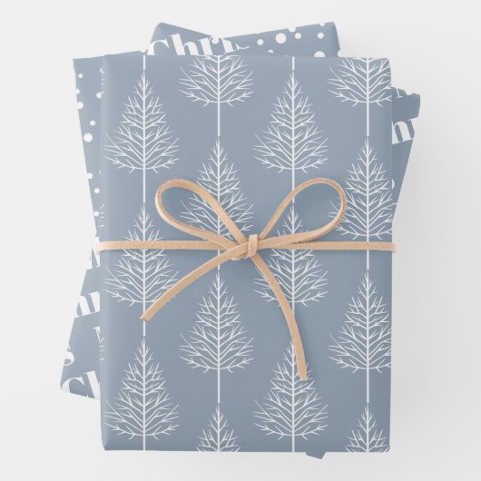 Kerstmis, bomen, polka-stippen, feestdag dusty bla inpakpapier vel (In situ)