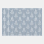 Kerstmis, bomen, polka-stippen, feestdag dusty bla inpakpapier vel (Voorkant)