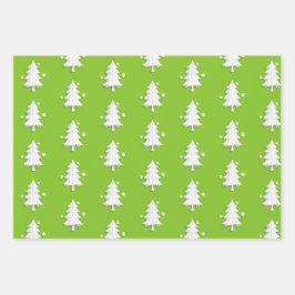 Kerstmis, Bomen, Sneeuwvlokken vakantie Groen Inpakpapier Vel