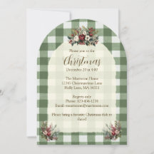 Kerstmis boog in vintage stijl met gingham bloemen