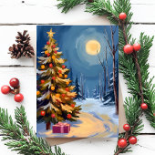Kerstmis Boom Ster Winter Vakantiewenskaart Feestdagenkaart