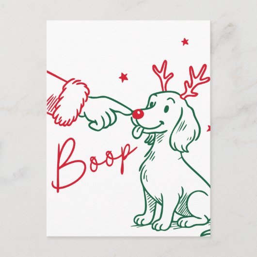 Kerstmis Boop Saushond Hond Briefkaart (Voorkant)