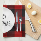 Kerstmis Bord op buffelkeukenhanddoek Theedoek (Quarter Fold)