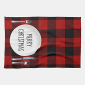 Kerstmis Bord op buffelkeukenhanddoek Theedoek (Horizontaal)