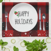 Kerstmis Bord op buffelkeukenhanddoek Theedoek (Gevouwen)