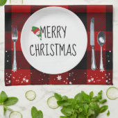 Kerstmis Bord op buffelkeukenhanddoek Theedoek (Gevouwen)