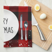 Kerstmis Bord op buffelkeukenhanddoek Theedoek (Quarter Fold)
