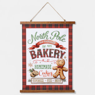 Kerstmis Bord Vintage North Pole Bakery Hangend Wandkleed