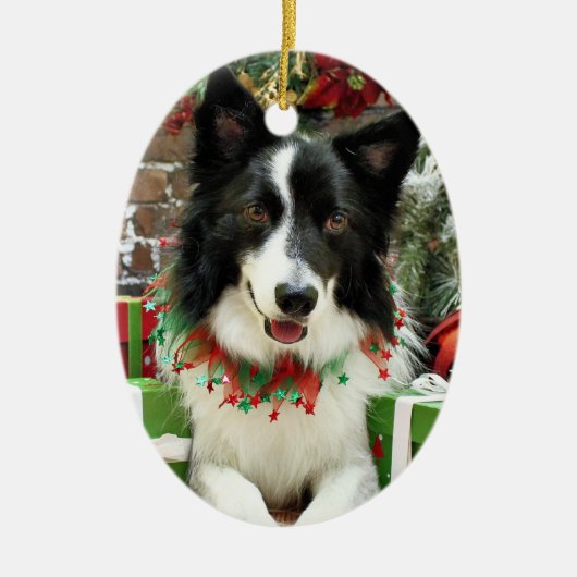 Kerstmis - Border Collie - Jessup Keramisch Ornament (Voorkant)