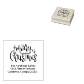 Kerstmis Borstel Calligraphy Retouradres Rubberstempel (Gestempeld)