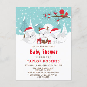 Kerstmis Bos Arctische Vos Baby Shower Briefkaart