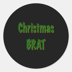 Kerstmis bos groen gouden snotneus op rode t-shirt ronde sticker