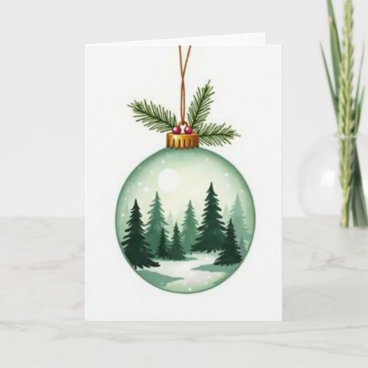 Kerstmis Bos Ornament Kaart (Voorkant)