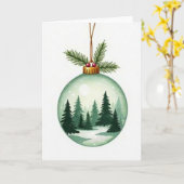 Kerstmis Bos Ornament Kaart (Gele Bloem)