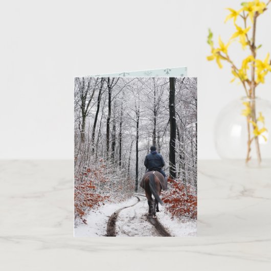 Kerstmis Bos Paardrijden Kaart (Gele Bloem)