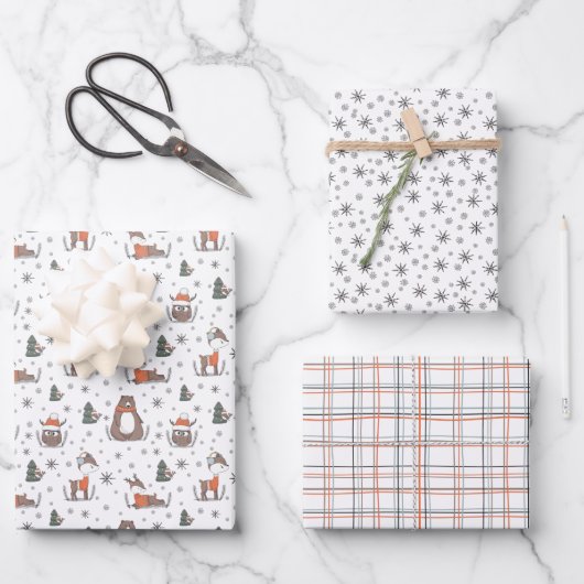 Kerstmis Bosdieren Inpakpapier Vel (Voorkant)