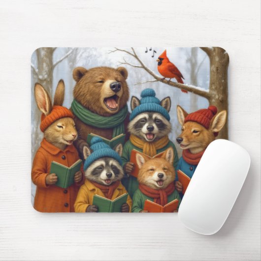 Kerstmis Bosdieren Kerstliedjes zingen Muismat (Met muis)