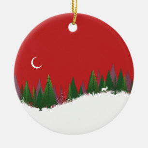 Kerstmis Bossen Scene Circle Ornament