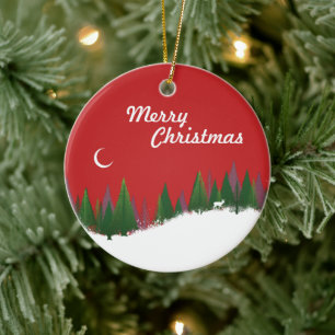 Kerstmis Bossen Scene Circle Ornament