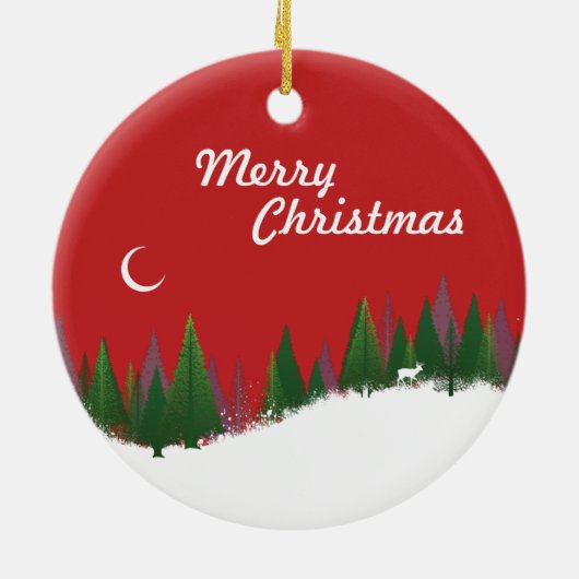 Kerstmis Bossen Scene Circle Ornament (Achterkant)