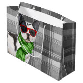 Kerstmis Boston Terrier Dog en Pset Groot Cadeauzakje (Achterkant Gekanteld)