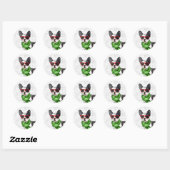Kerstmis Boston Terrier Dog Waterverf Santa Ronde Sticker (Vel)