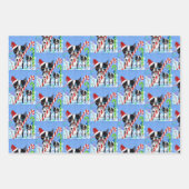 Kerstmis Boston Terrier Dogs Candy Cane Santa Hat Inpakpapier Vel (Voorkant)