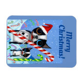 Kerstmis Boston Terrier Dogs Candy Cane Santa Hat Magneet (Horizontaal)
