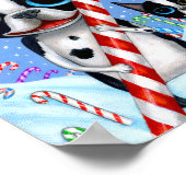 Kerstmis Boston Terrier Dogs Candy Cane Santa Hat Poster (Hoek)