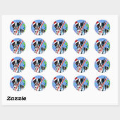 Kerstmis Boston Terrier Dogs Candy Cane Santa Hat Ronde Sticker (Vel)