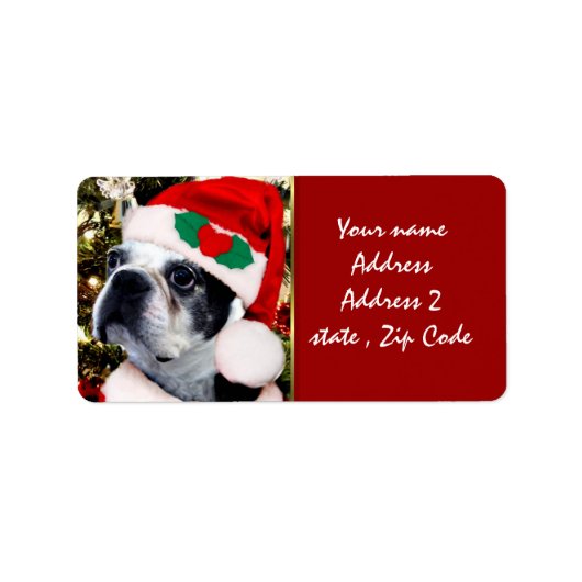Kerstmis Boston terriër Etiket (Voorkant)