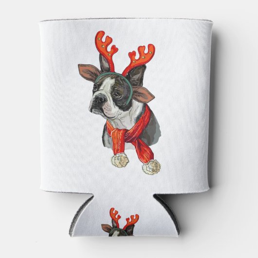 Kerstmis Boston terriër hond Blikjeskoeler (Voorkant)