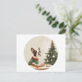 Kerstmis Boston Terrier Hond Feestdagenkaart (Staand voorkant)