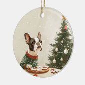 Kerstmis Boston Terrier Hond Keramisch Ornament (Links)