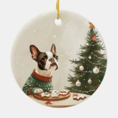 Kerstmis Boston Terrier Hond Keramisch Ornament (Achterkant)