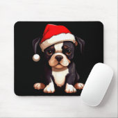 Kerstmis Boston Terrier Hond Kerstman Hoed Grappig Muismat (Met muis)