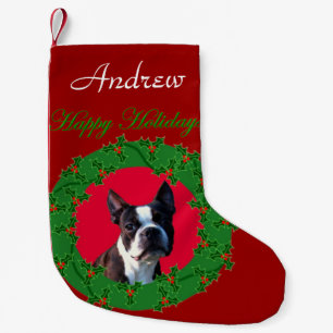 Kerstmis Boston Terrier-hond Kleine Kerstsok