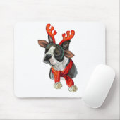 Kerstmis Boston terriër hond Muismat (Met muis)