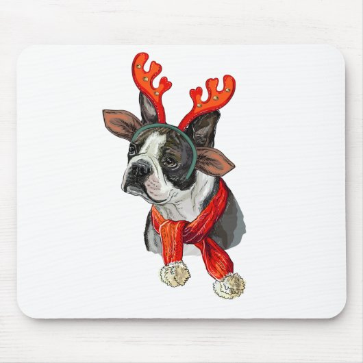 Kerstmis Boston terriër hond Muismat (Voorkant)